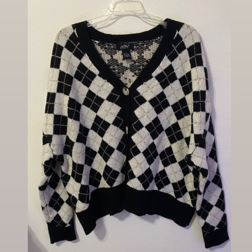 black and white cardigan